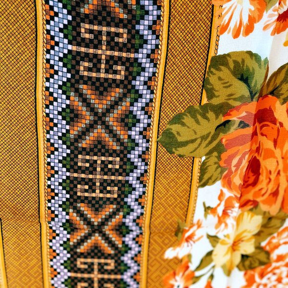 Christian Dior Vintage Silk Scarf – Floral Pattern with Geometric Border - Picture 6 of 12